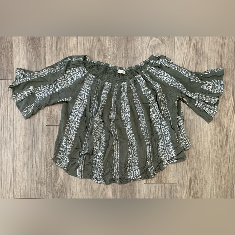 Altar’d State Circle Top, Green/White, L (large)